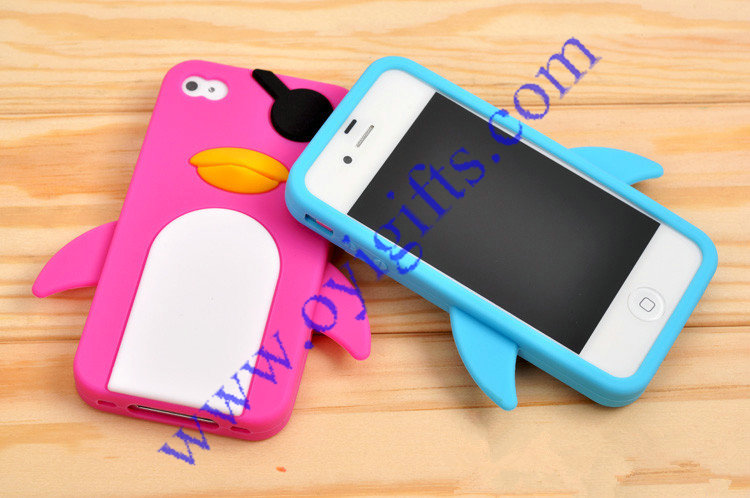 Pirates One-eye Animal styles Penguin silicone phone case soft skin cover for iPhone 4