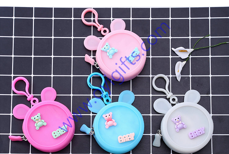Round candy mini silicone coin purse with buckle