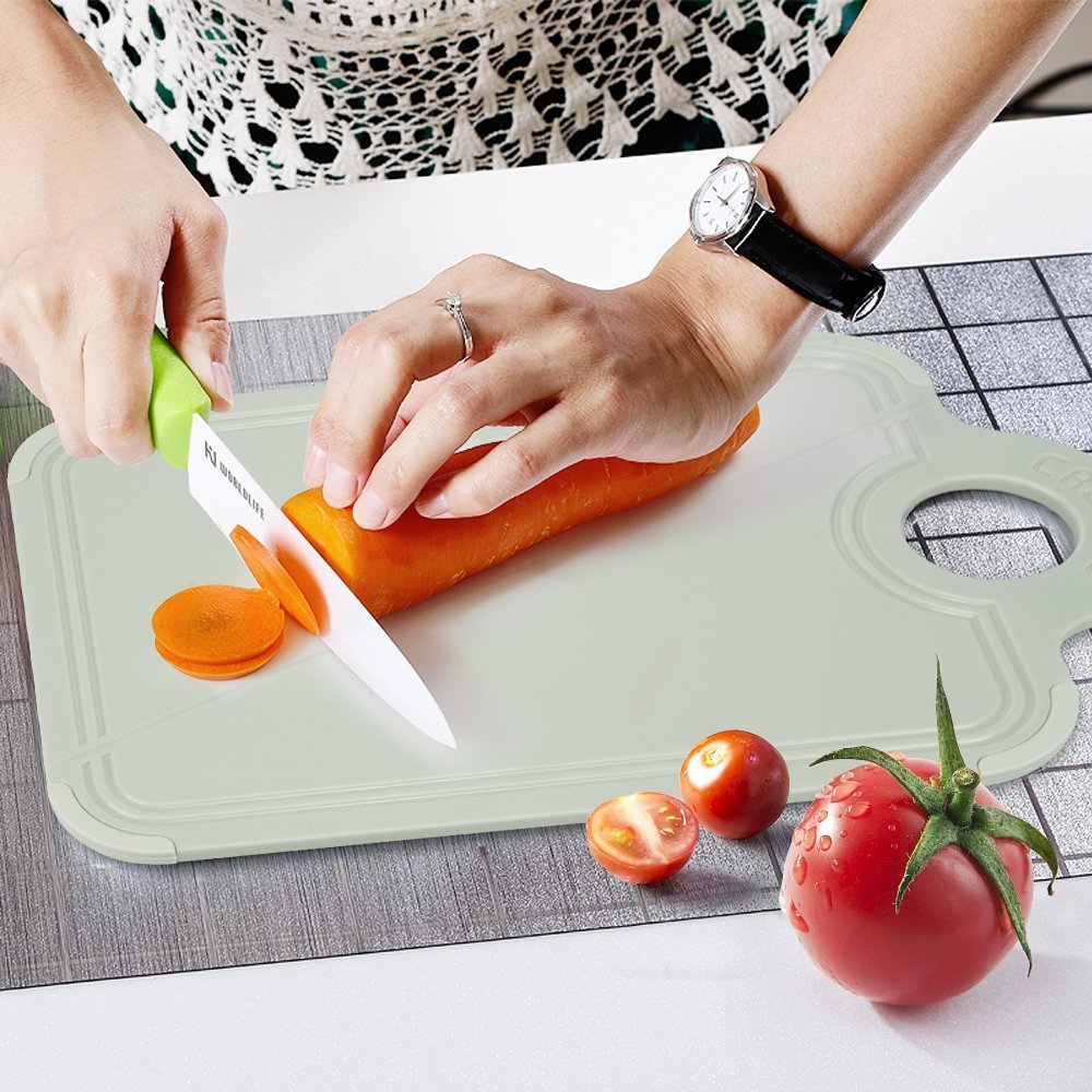 Foldable Cutting Board Anti-skid Antibacterial Silica Gel Cutting Boards, Folding Cutting Board (Warm gray)